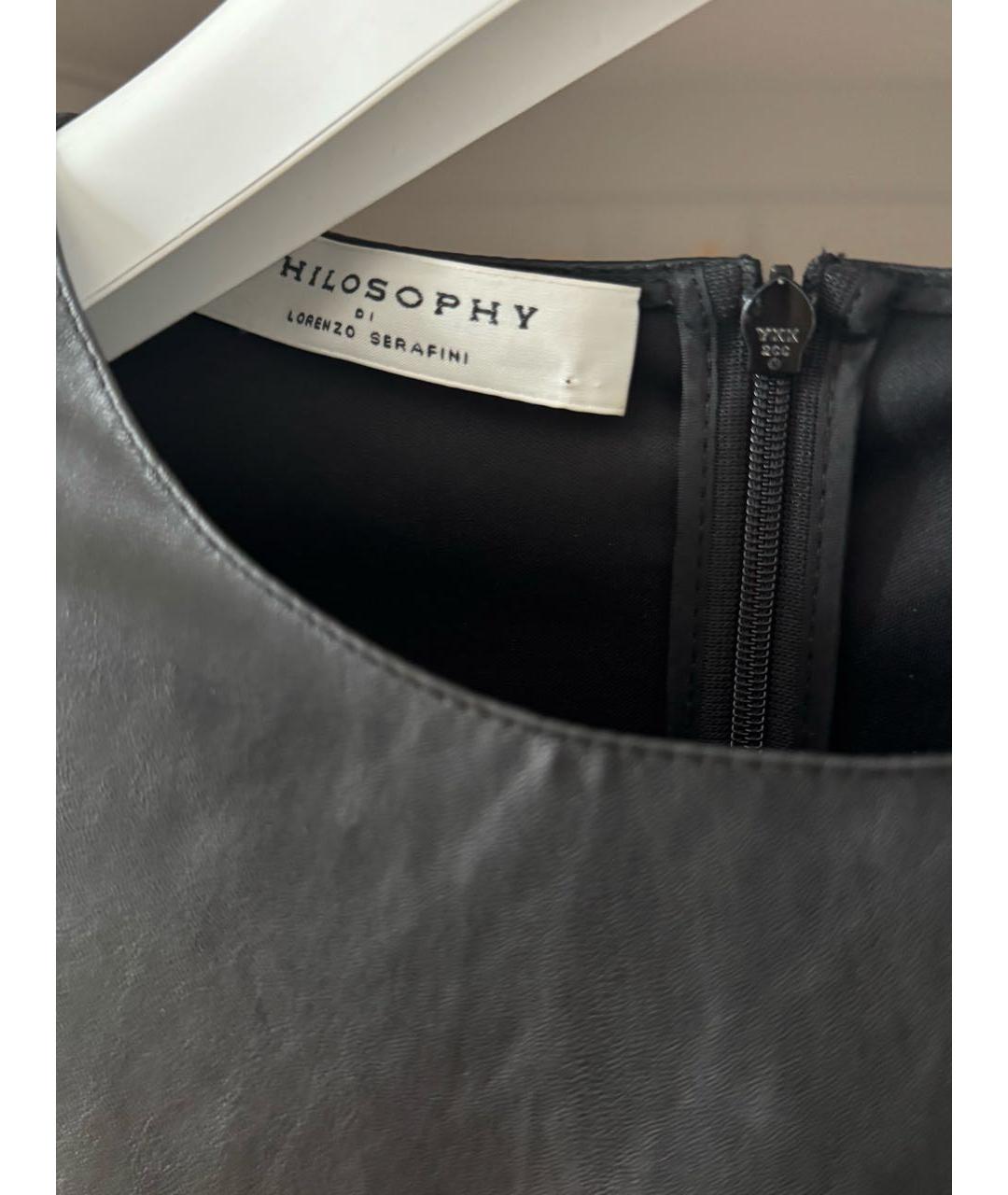 PHILOSOPHY DI LORENZO SERAFINI Черное полиэстеровое повседневное платье, фото 3