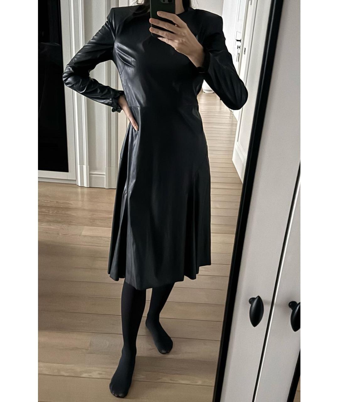 PHILOSOPHY DI LORENZO SERAFINI Черное полиэстеровое повседневное платье, фото 8