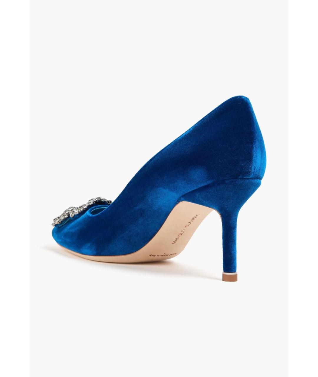 MANOLO BLAHNIK Голубые бархатные туфли, фото 3