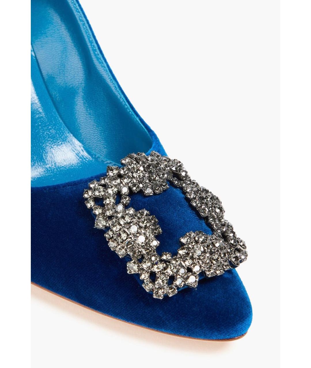 MANOLO BLAHNIK Голубые бархатные туфли, фото 4