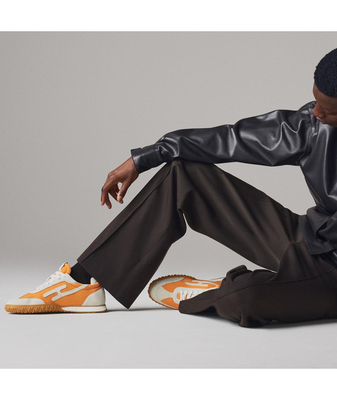 HERMES Оранжевое низкие кроссовки / кеды, фото 3