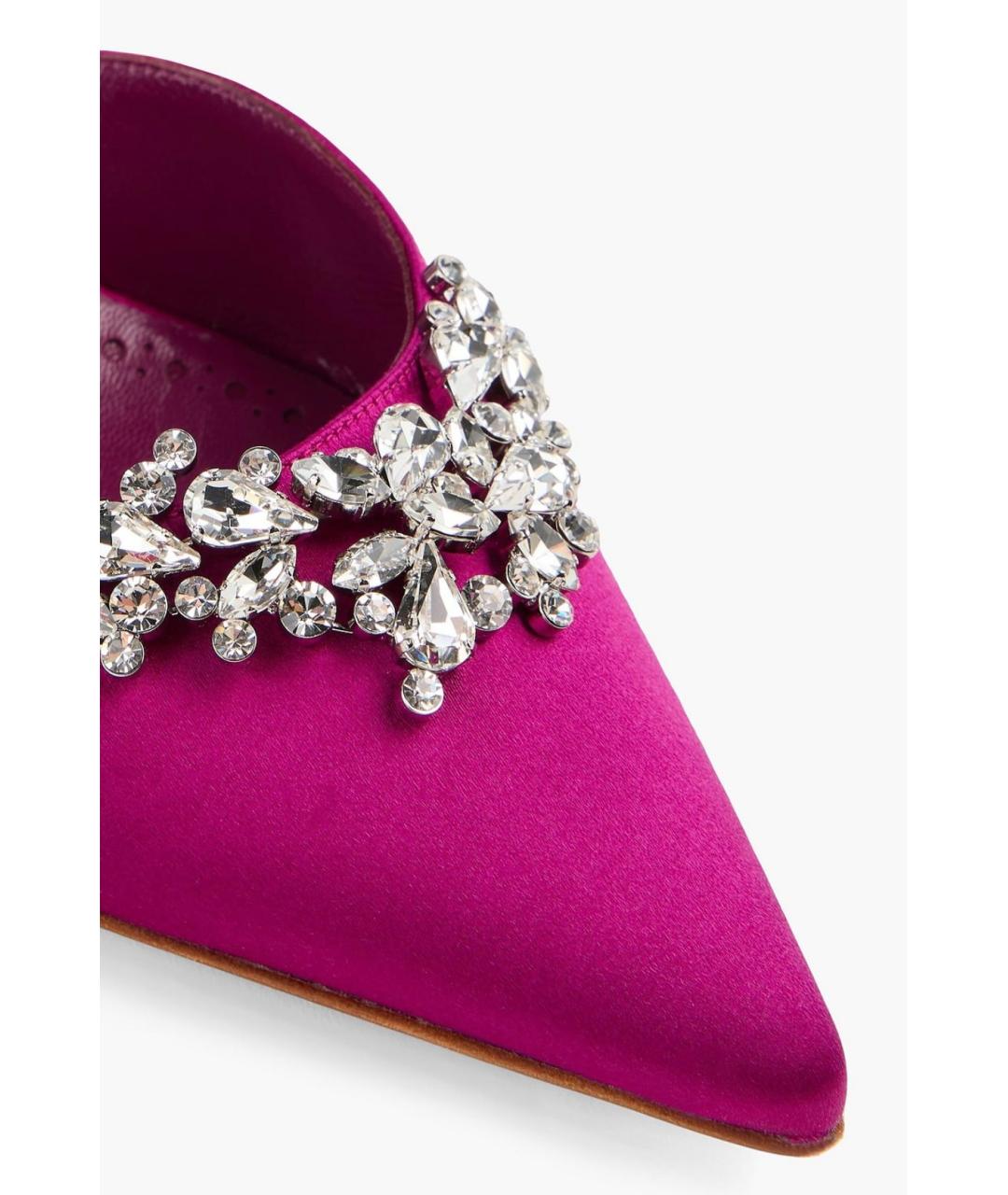 MANOLO BLAHNIK Фуксия текстильные мюли, фото 4