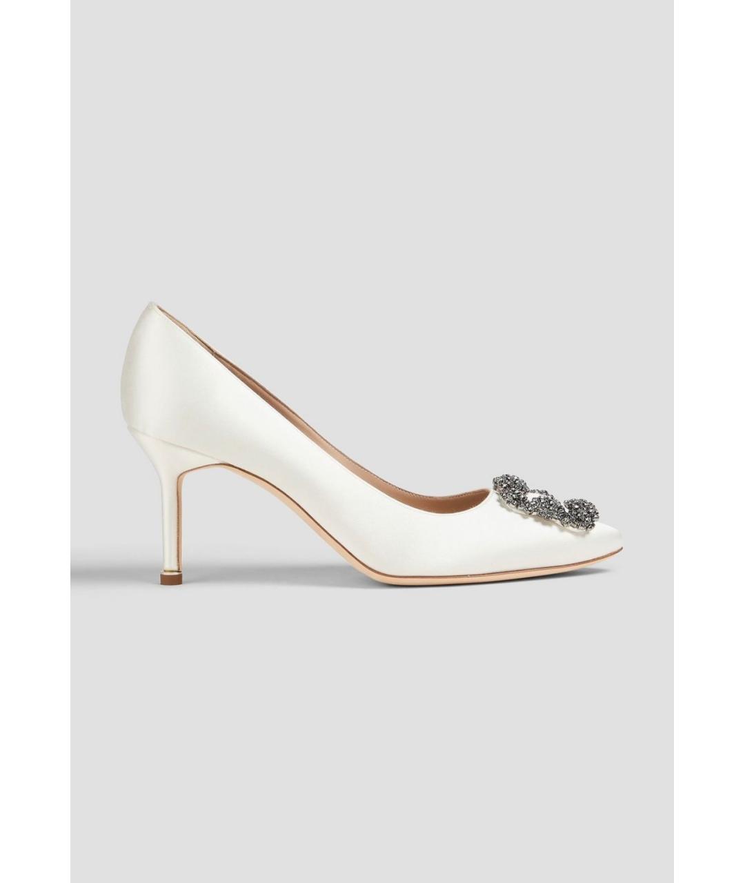 MANOLO BLAHNIK Белые текстильные туфли, фото 5