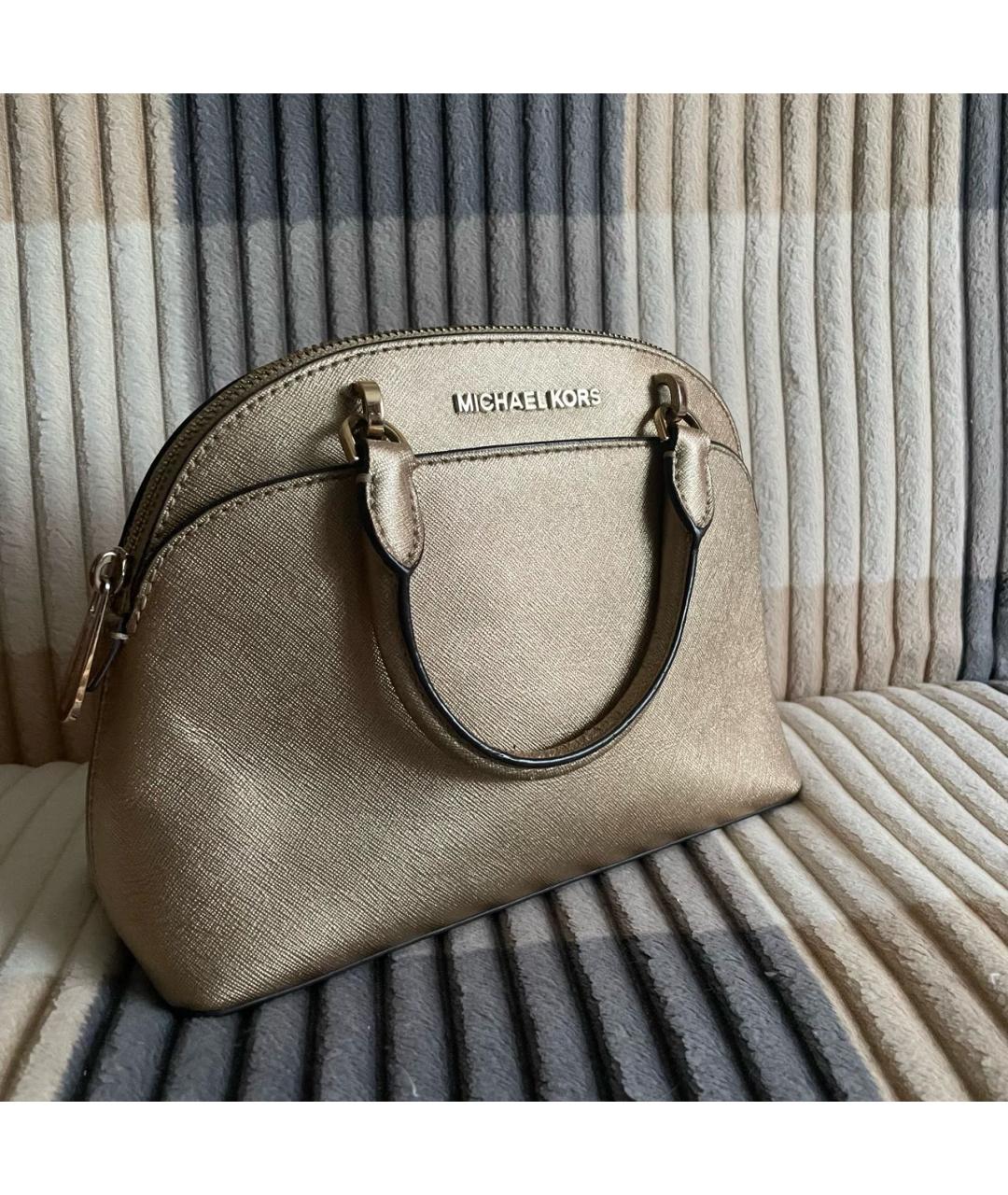 MICHAEL KORS Золотая сумка с короткими ручками из искусственной кожи, фото 2