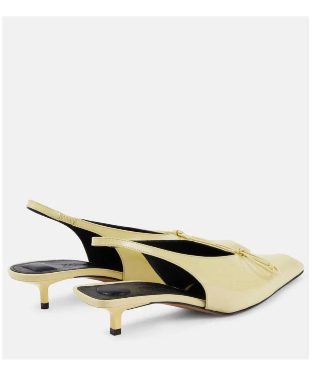 JACQUEMUS Желтые кожаные лодочки на низком каблуке, фото 3