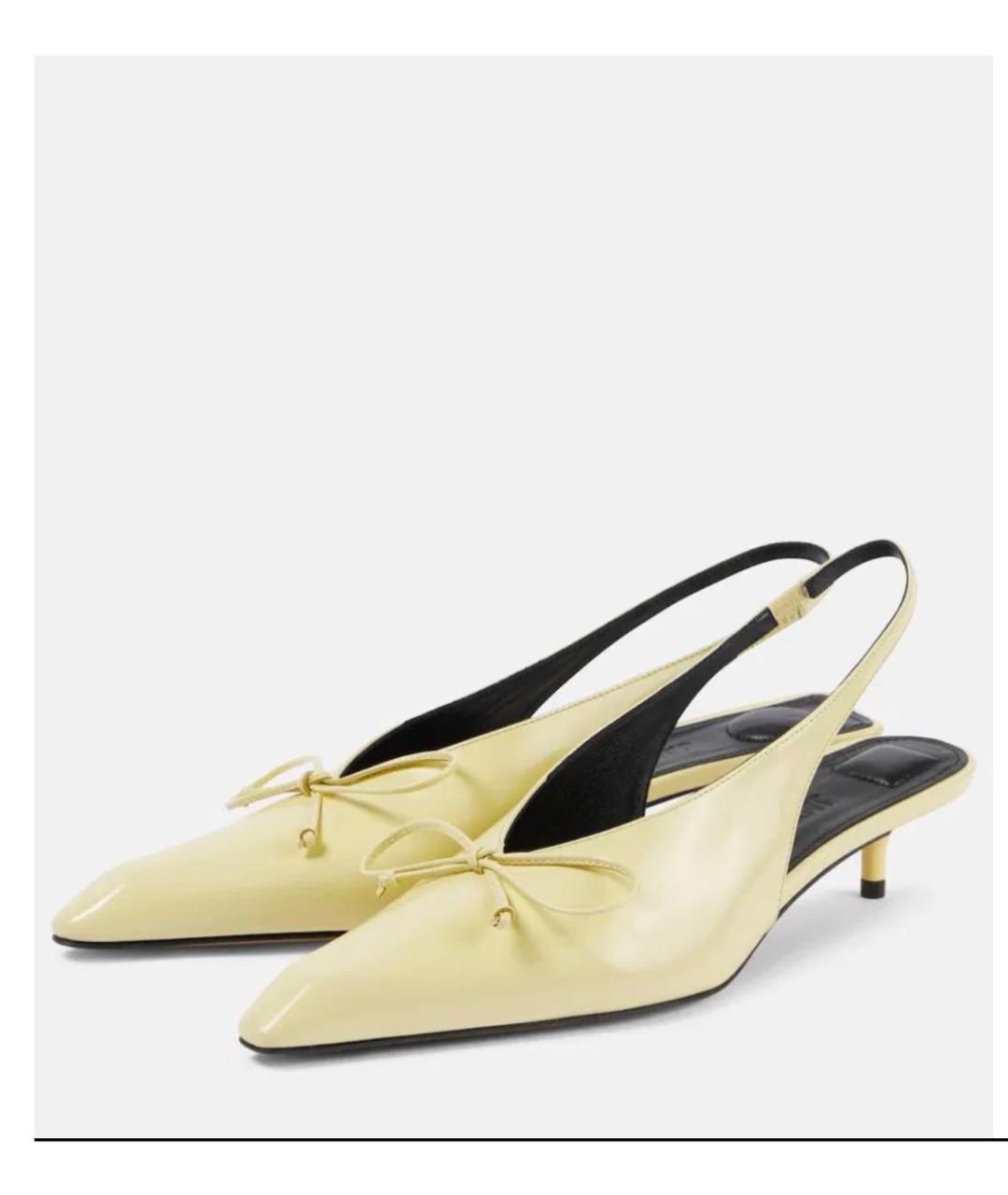 JACQUEMUS Желтые кожаные лодочки на низком каблуке, фото 9