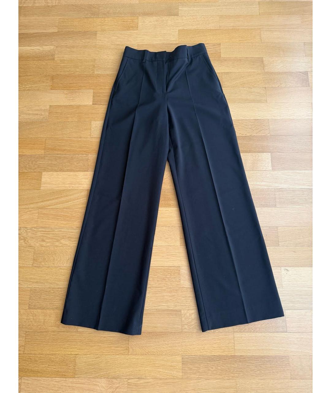 WEEKEND MAX MARA Черные шерстяные прямые брюки, фото 5