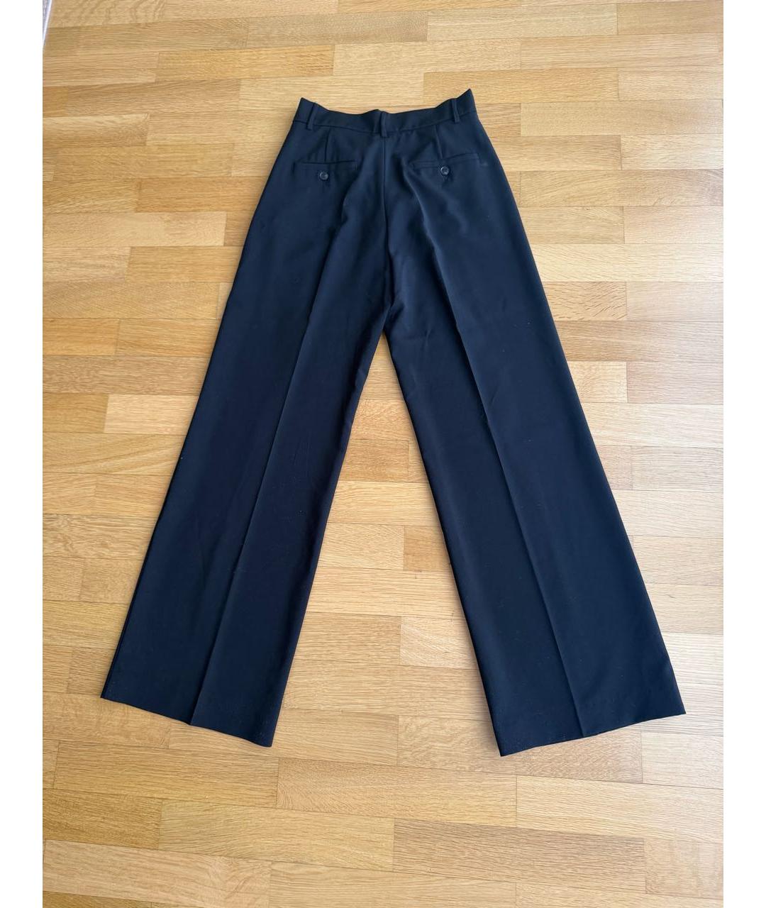 WEEKEND MAX MARA Черные шерстяные прямые брюки, фото 2