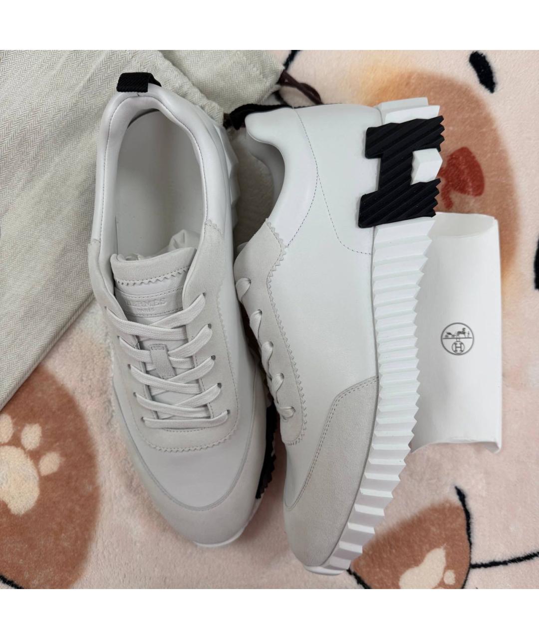 HERMES Белые кожаные низкие кроссовки / кеды, фото 6
