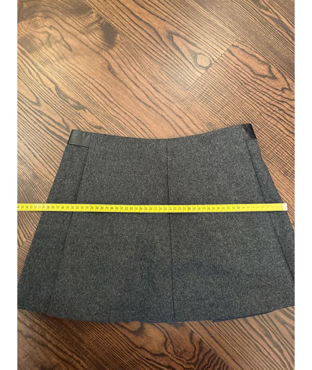 SAINT LAURENT Серая шерстяная юбка мини, фото 6