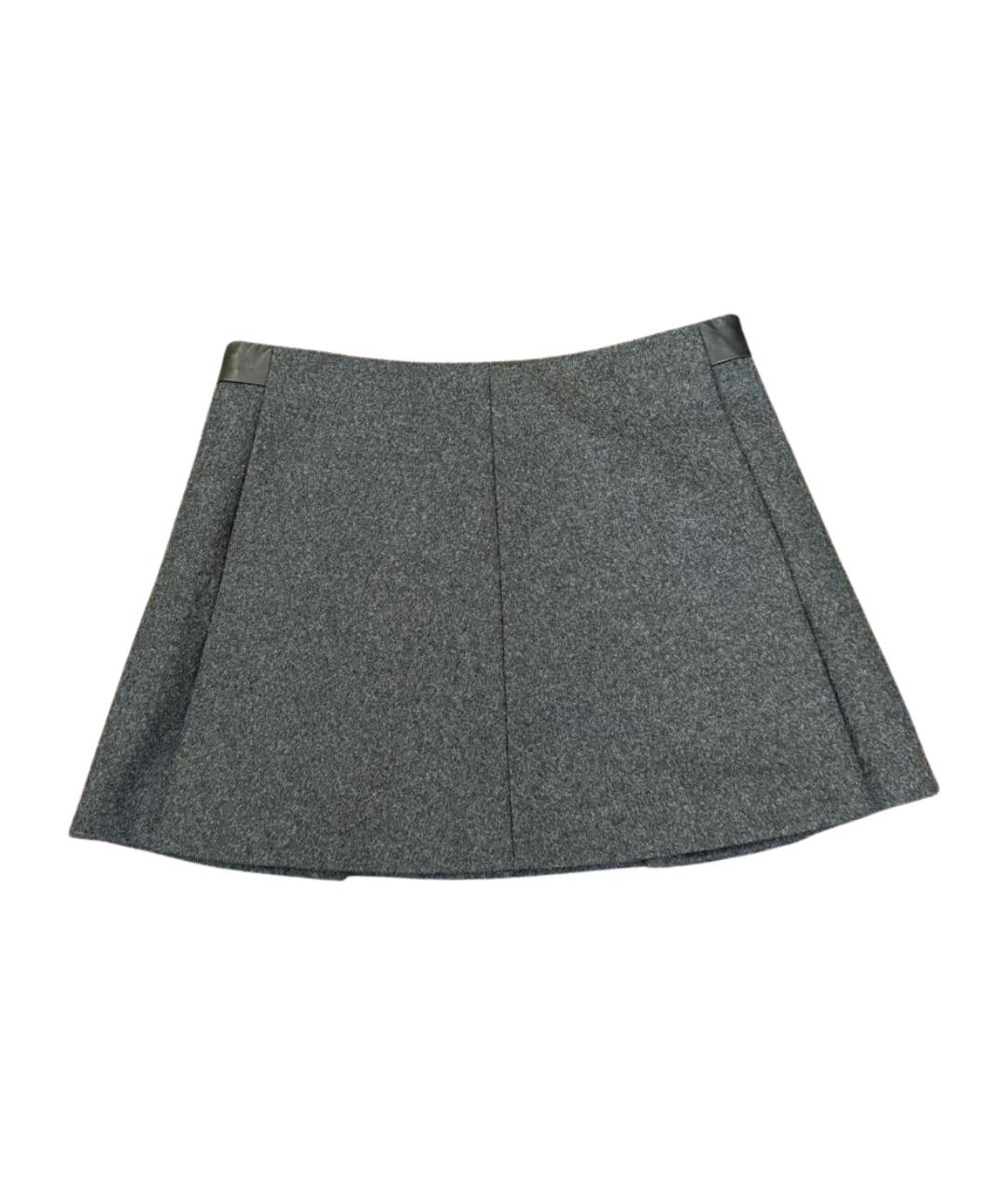SAINT LAURENT Серая шерстяная юбка мини, фото 1