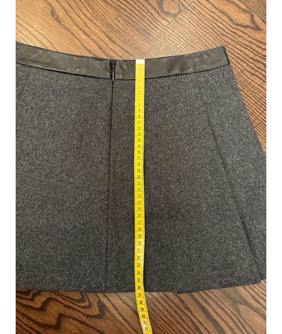 SAINT LAURENT Серая шерстяная юбка мини, фото 5