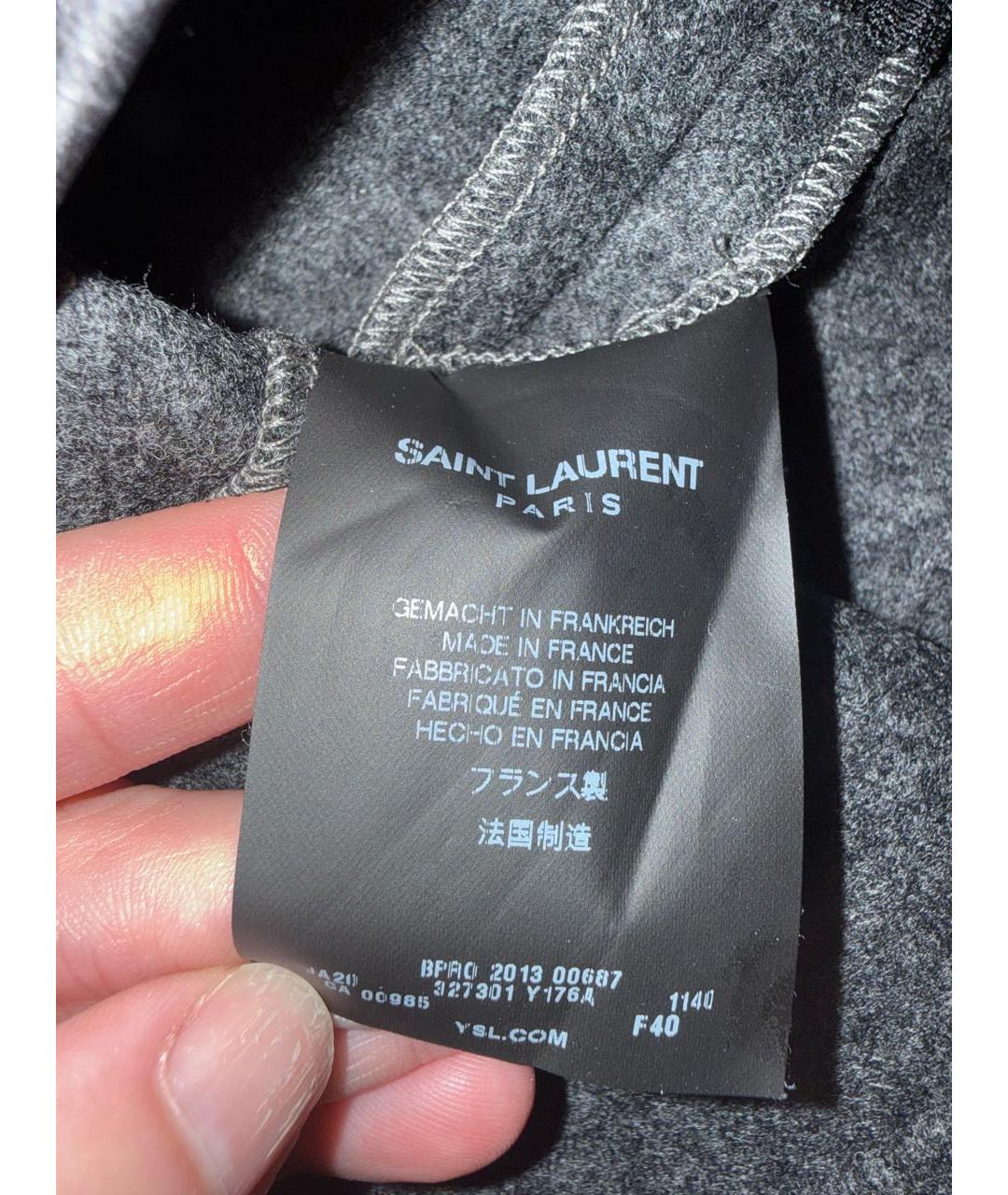 SAINT LAURENT Серая шерстяная юбка мини, фото 3