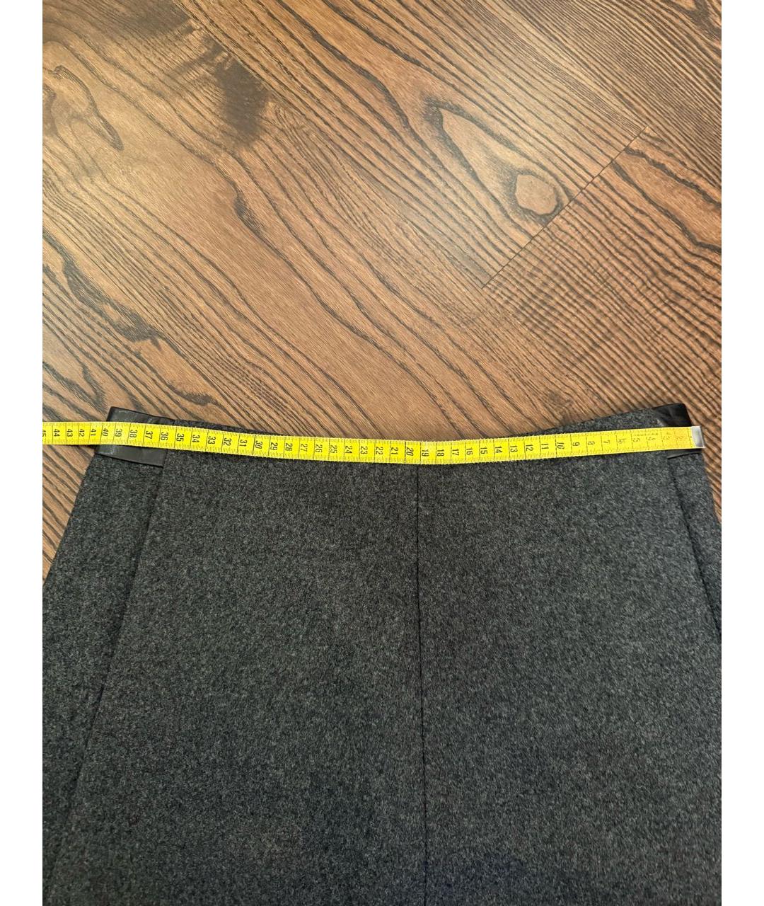 SAINT LAURENT Серая шерстяная юбка мини, фото 7