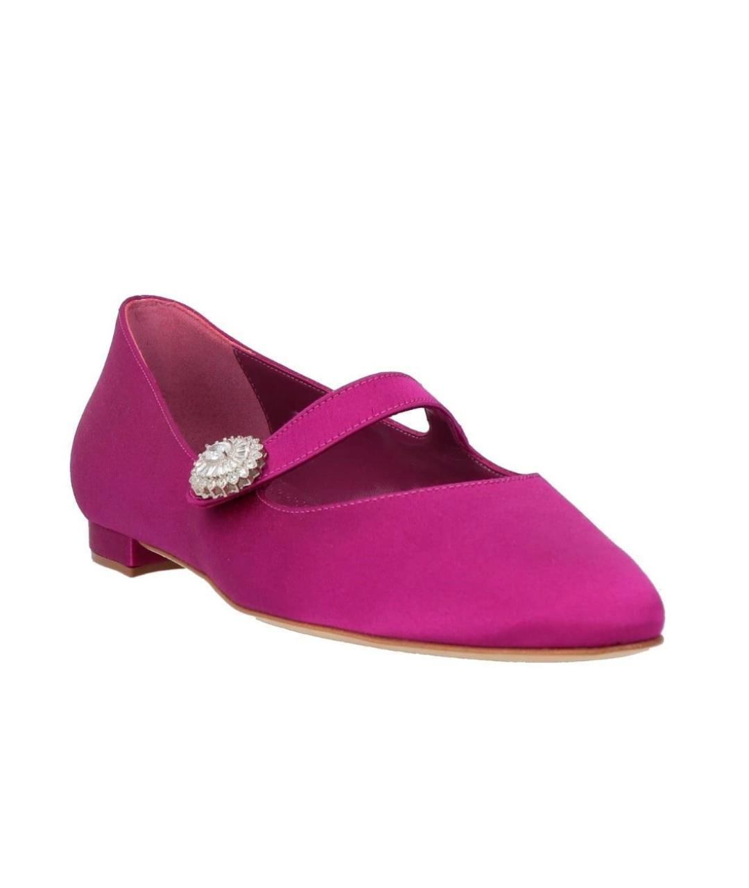 MANOLO BLAHNIK Фуксия текстильные балетки, фото 2