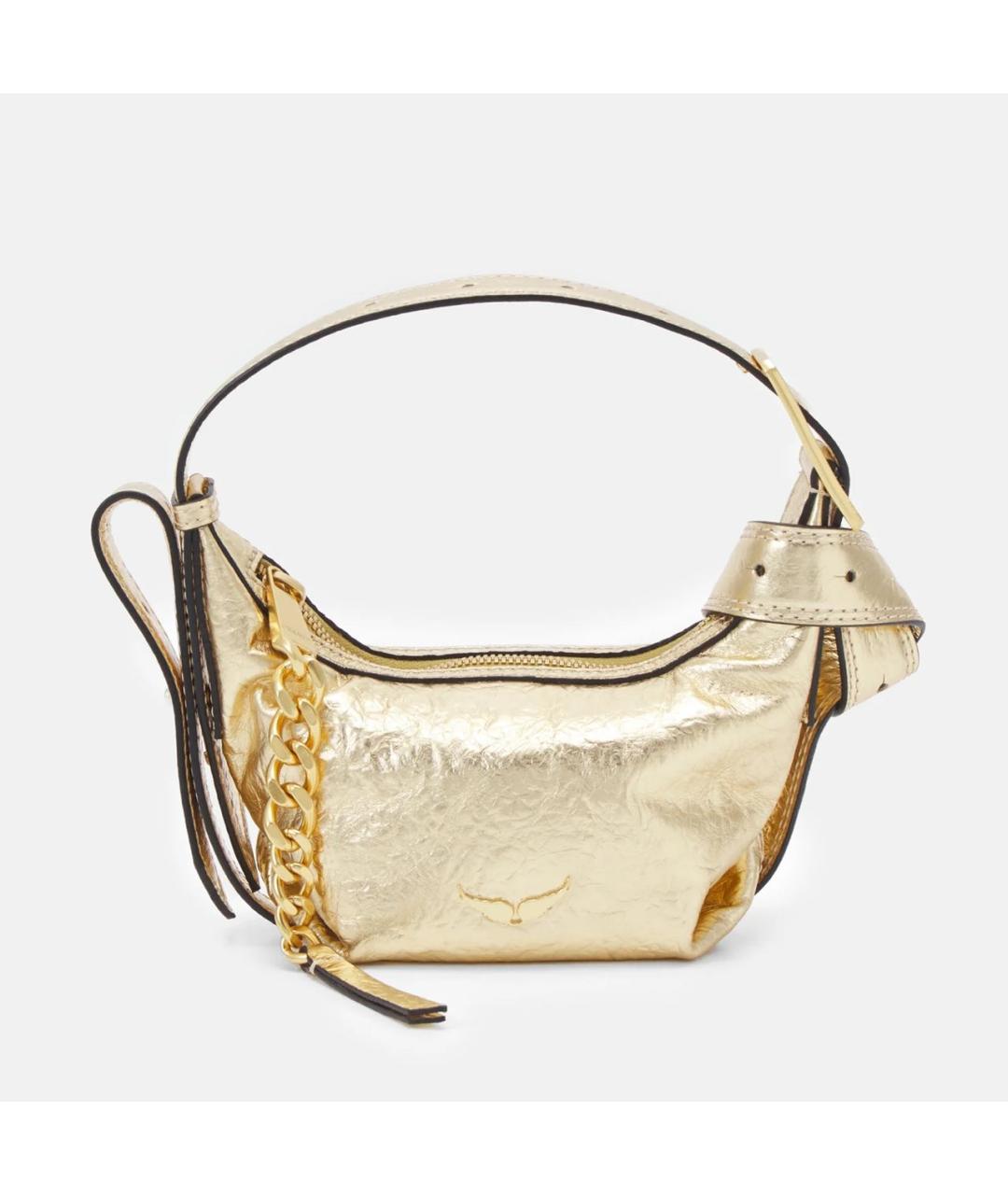 ZADIG & VOLTAIRE Золотая кожаная сумка через плечо, фото 8
