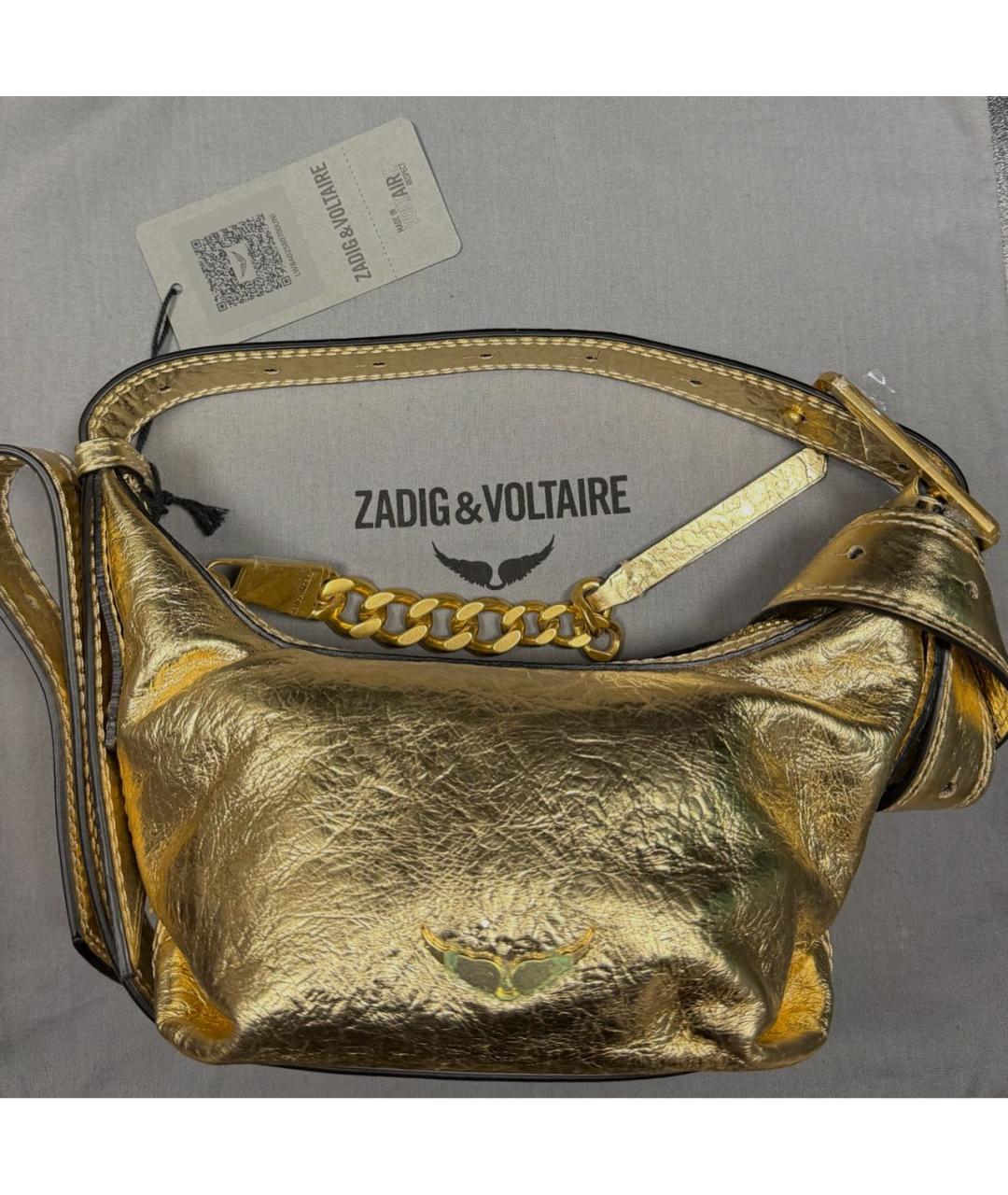 ZADIG & VOLTAIRE Золотая кожаная сумка через плечо, фото 5