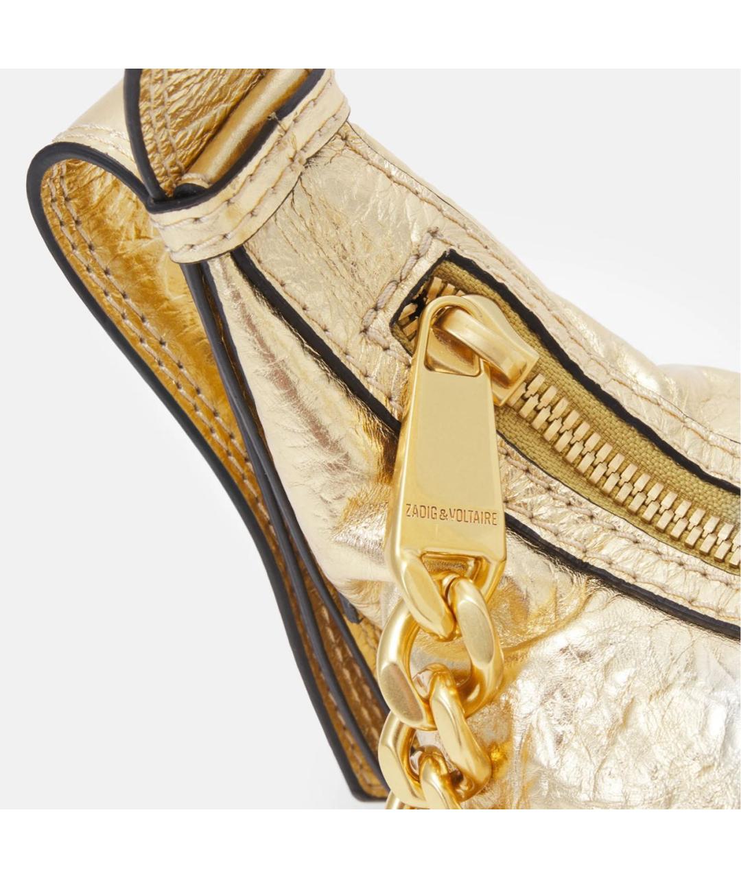 ZADIG & VOLTAIRE Золотая кожаная сумка через плечо, фото 4