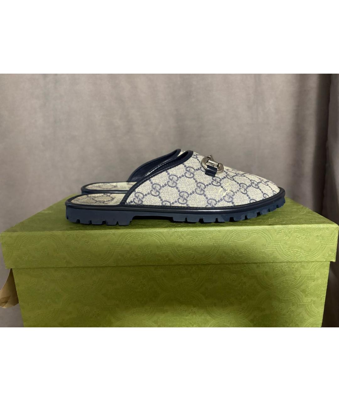GUCCI Бежевые текстильные сабо, фото 6