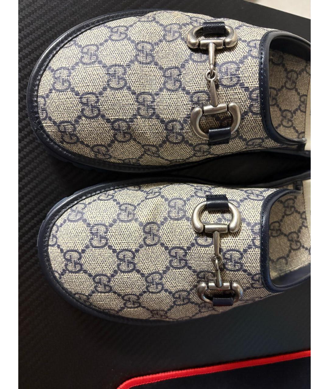 GUCCI Бежевые текстильные сабо, фото 5