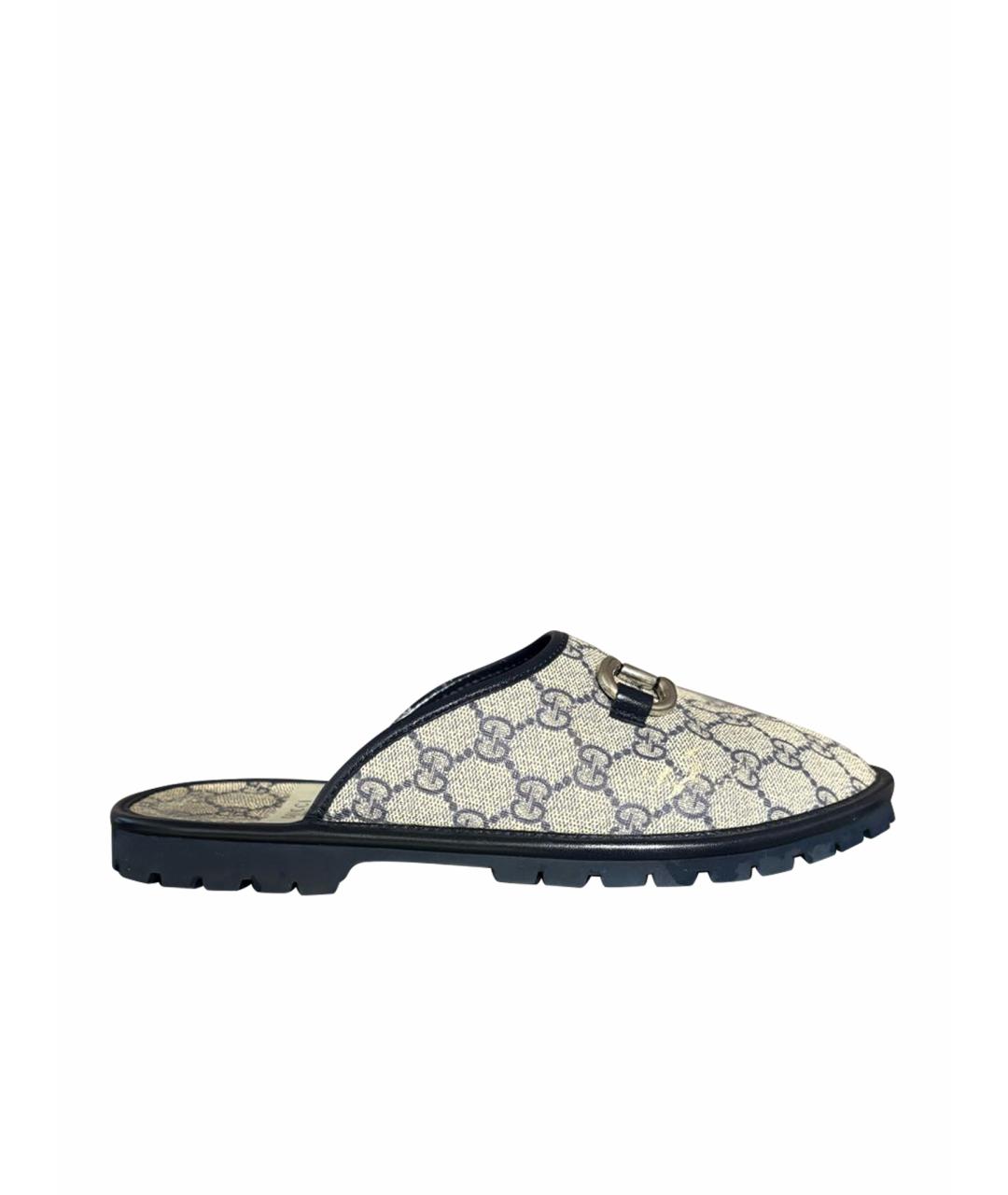 GUCCI Бежевые текстильные сабо, фото 1