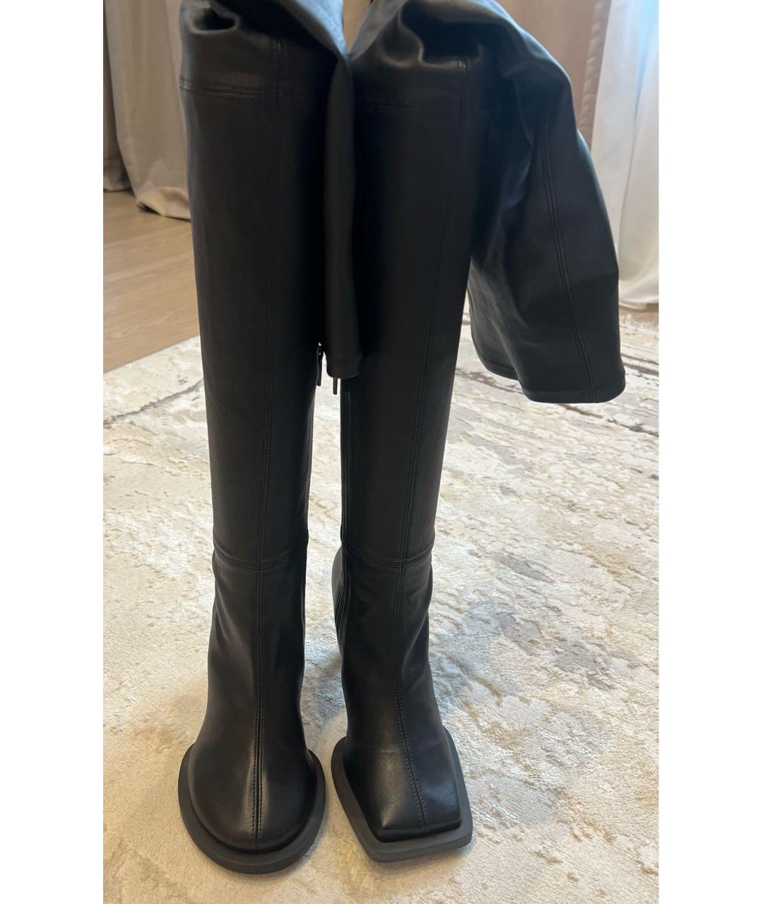 JACQUEMUS Черные кожаные ботфорты, фото 2
