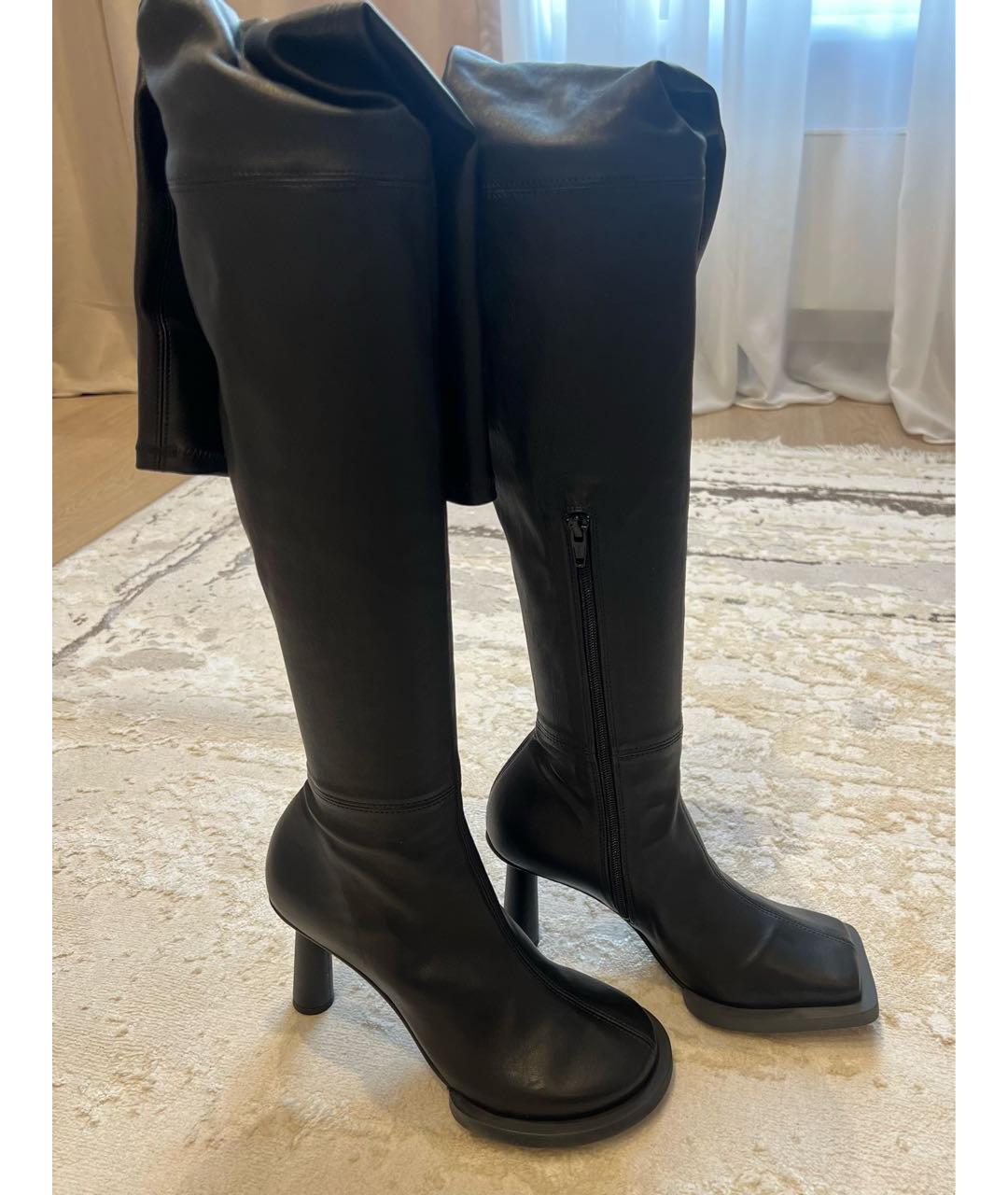 JACQUEMUS Черные кожаные ботфорты, фото 3