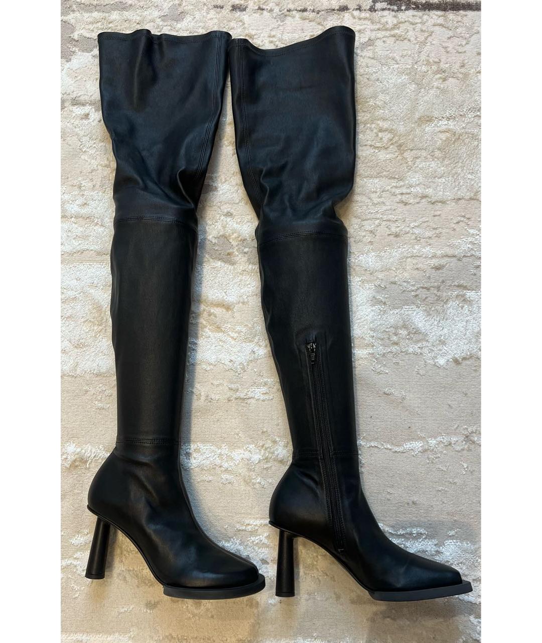 JACQUEMUS Черные кожаные ботфорты, фото 9