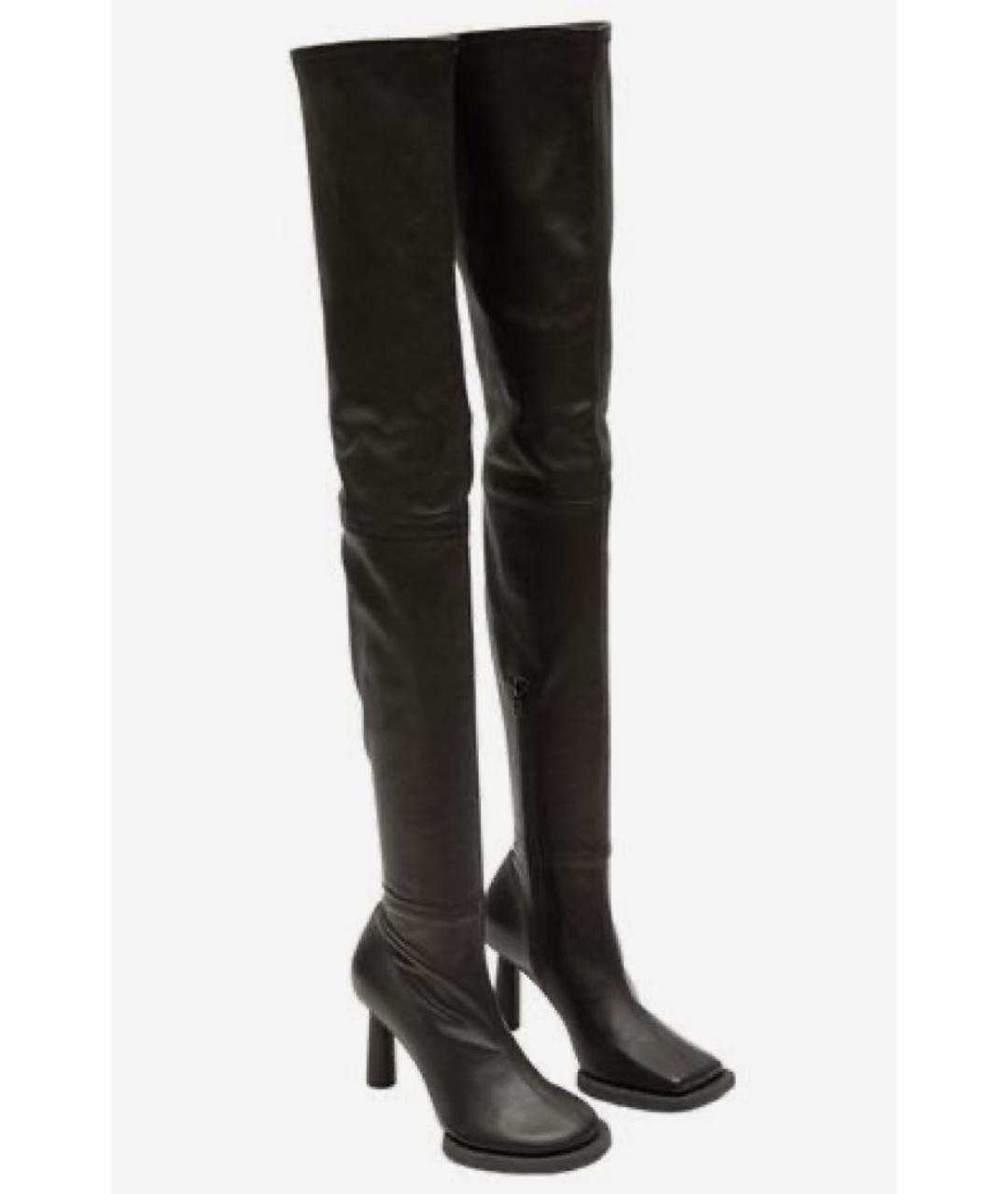 JACQUEMUS Черные кожаные ботфорты, фото 7