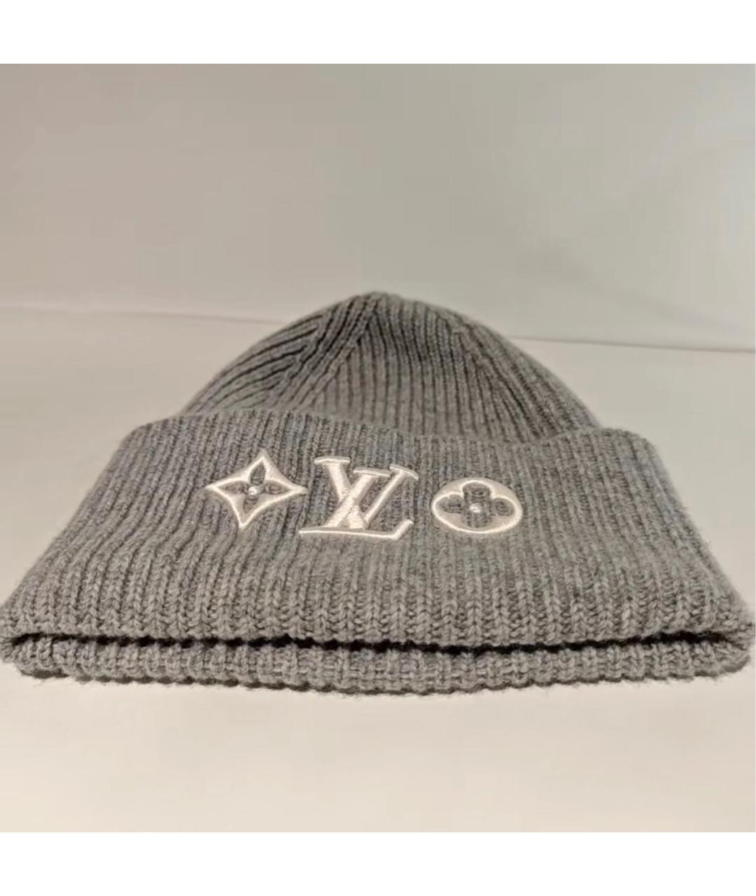 LOUIS VUITTON Серая шерстяная шапка, фото 6