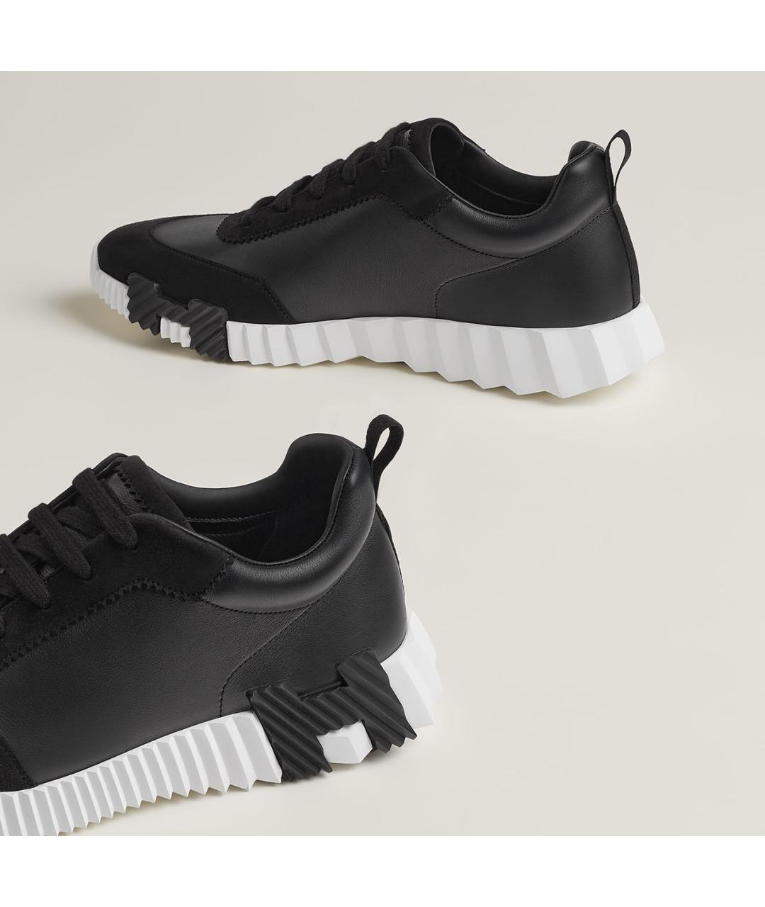 HERMES Черные кожаные низкие кроссовки / кеды, фото 4