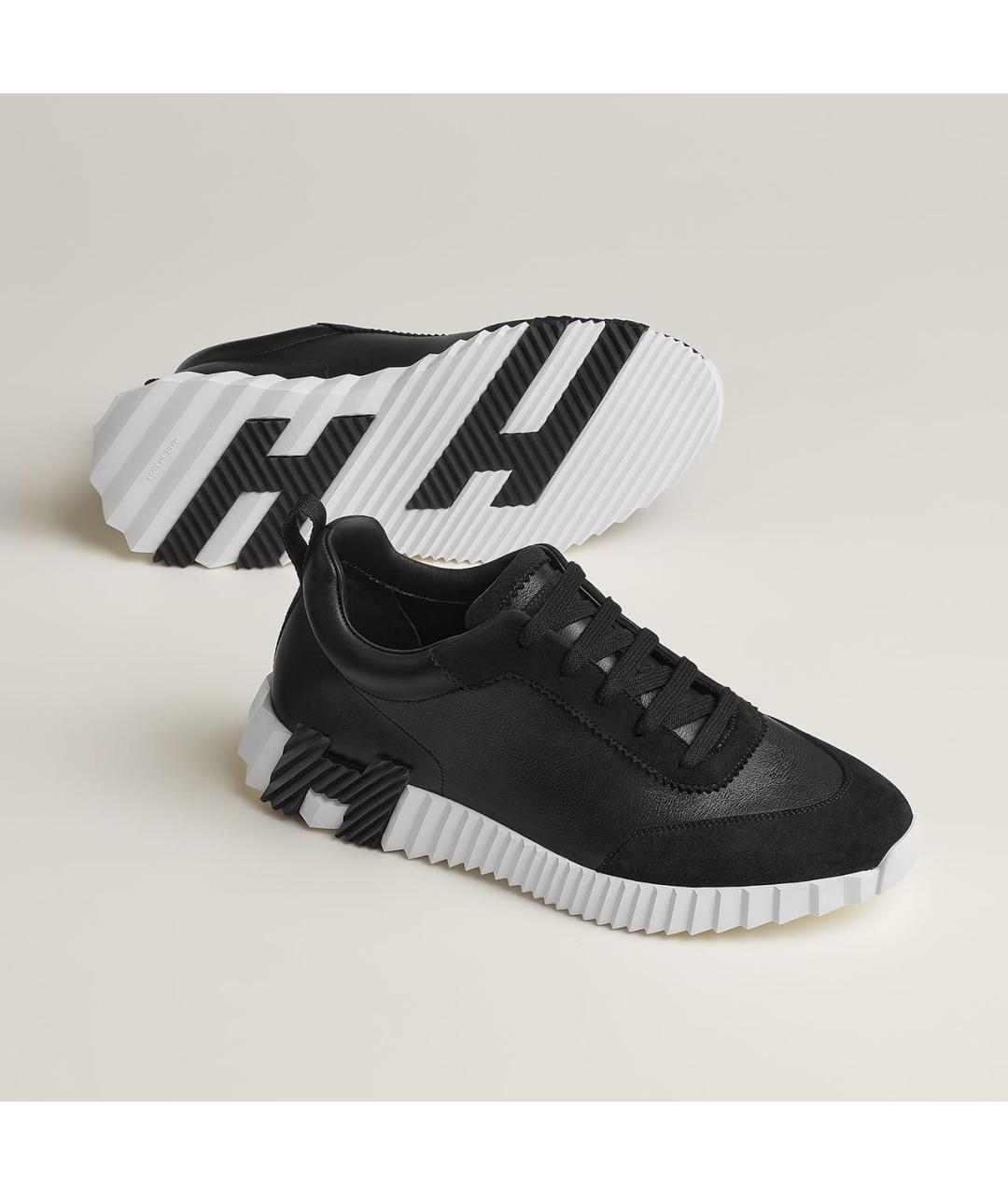 HERMES Черные кожаные низкие кроссовки / кеды, фото 2