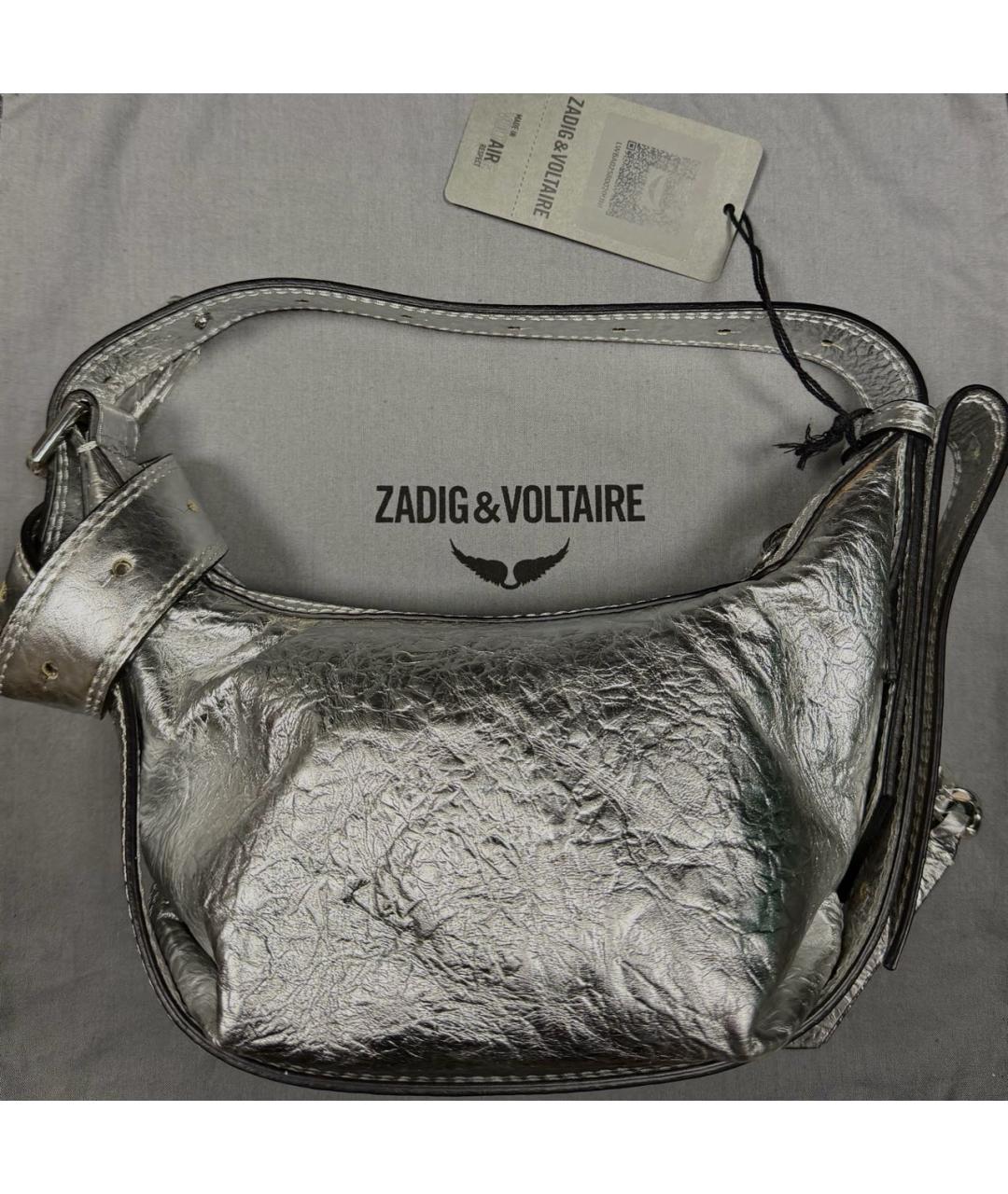 ZADIG & VOLTAIRE Серебряная кожаная сумка через плечо, фото 6