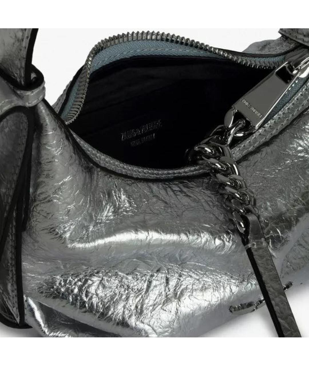 ZADIG & VOLTAIRE Серебряная кожаная сумка через плечо, фото 4