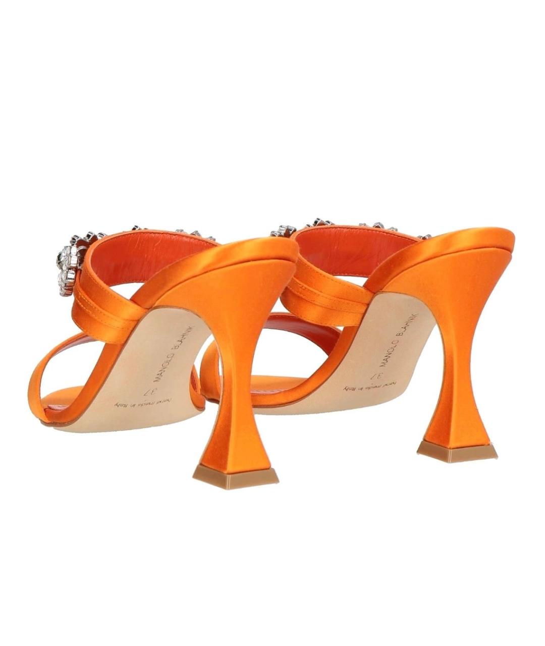 MANOLO BLAHNIK Оранжевое текстильные мюли, фото 4
