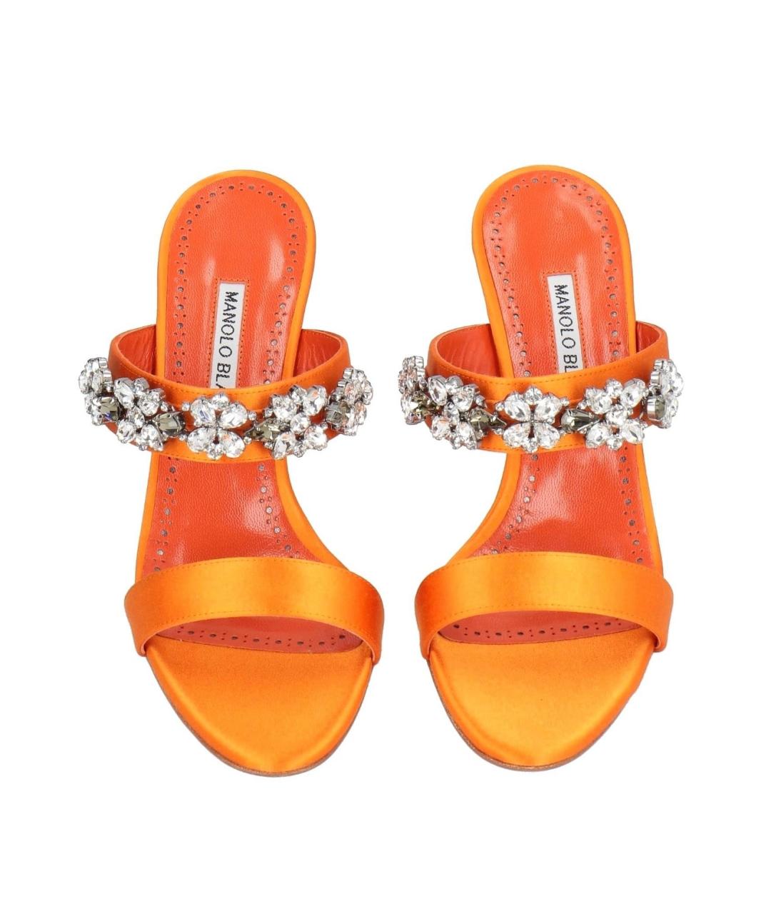 MANOLO BLAHNIK Оранжевое текстильные мюли, фото 3