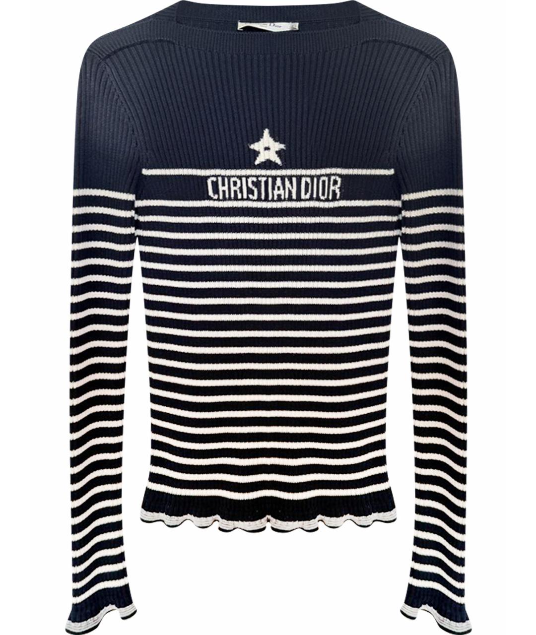 CHRISTIAN DIOR Темно-синий хлопковый джемпер / свитер, фото 1