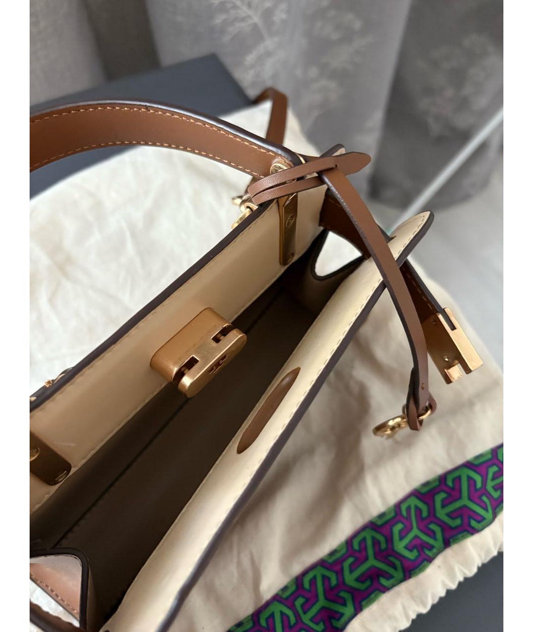 TORY BURCH Коричневая кожаная сумка через плечо, фото 4