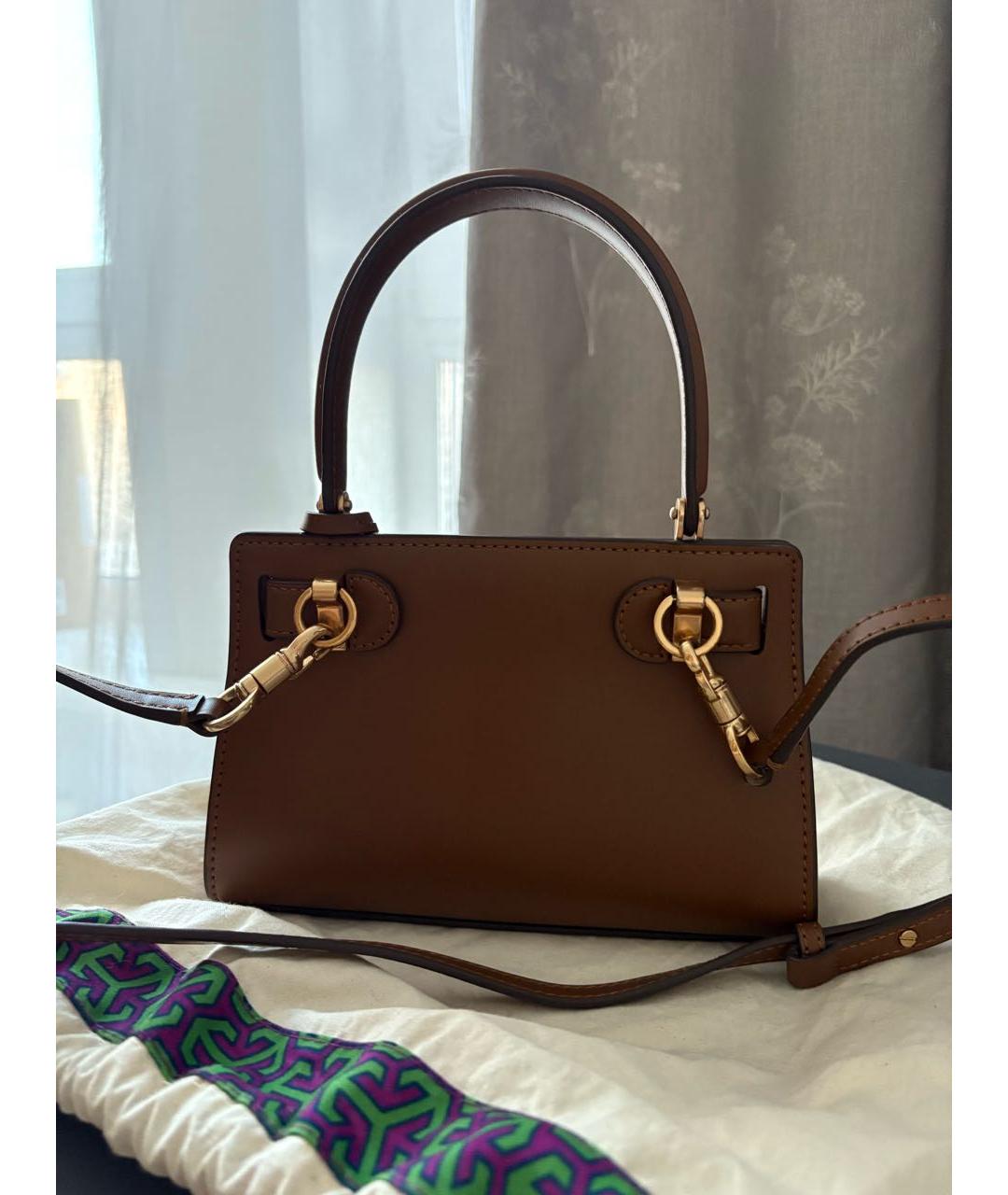 TORY BURCH Коричневая кожаная сумка через плечо, фото 3