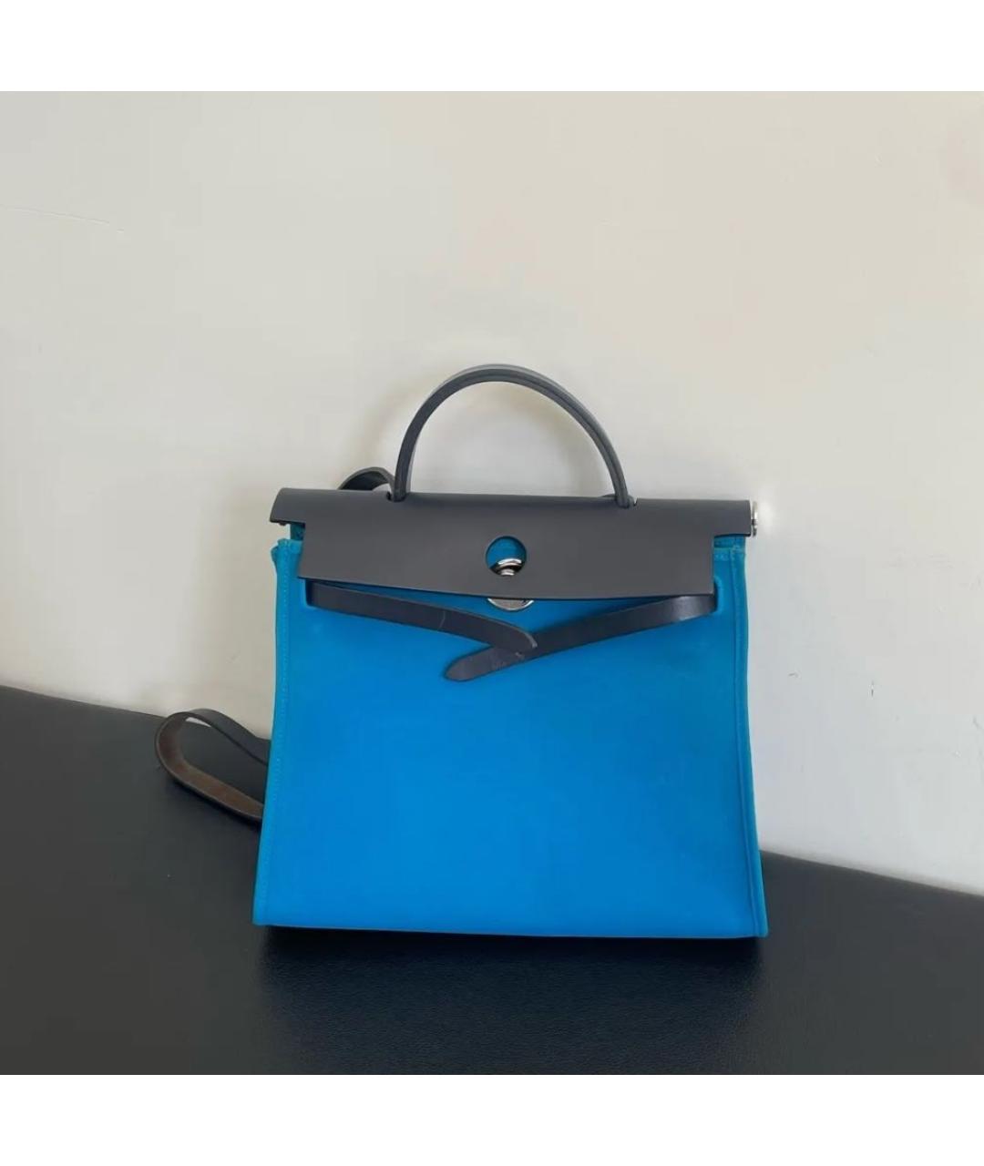HERMES Синяя сумка с короткими ручками, фото 2