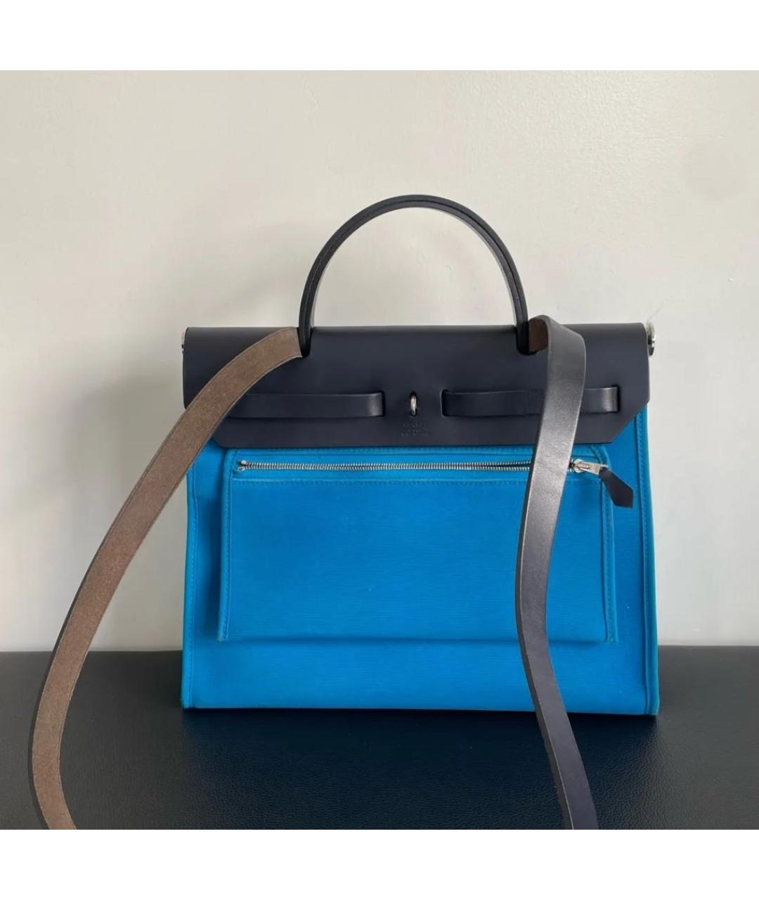 HERMES Синяя сумка с короткими ручками, фото 3