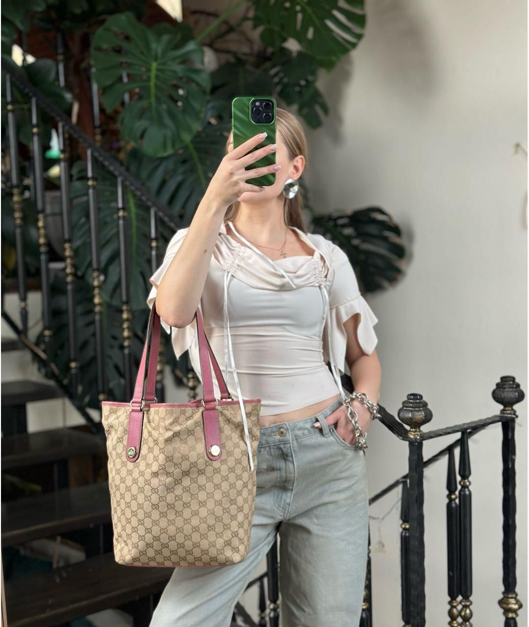 GUCCI Розовая кожаная сумка тоут, фото 4