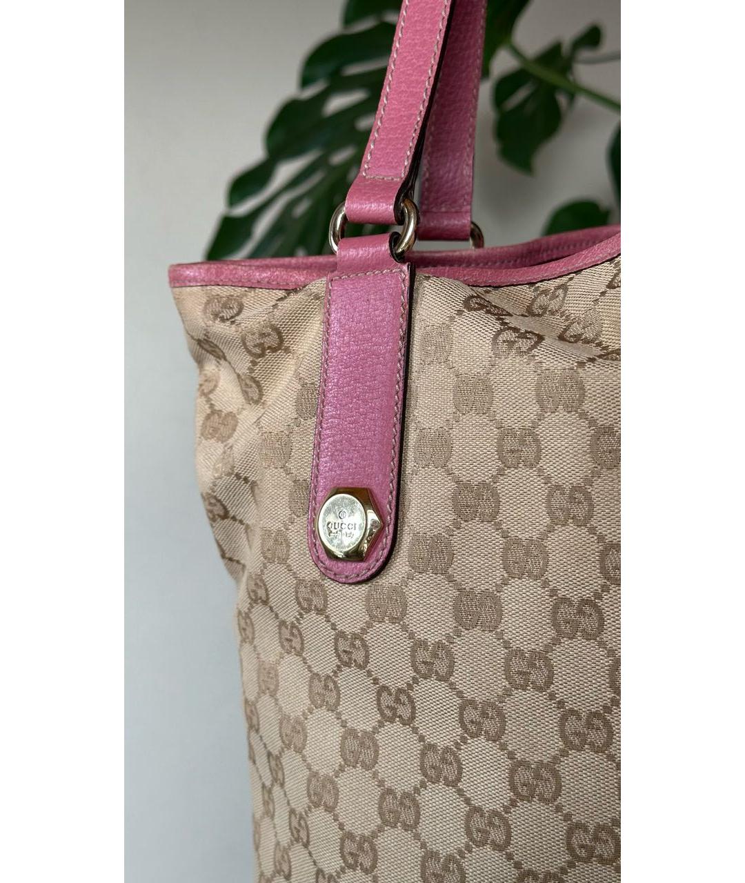 GUCCI Розовая кожаная сумка тоут, фото 3