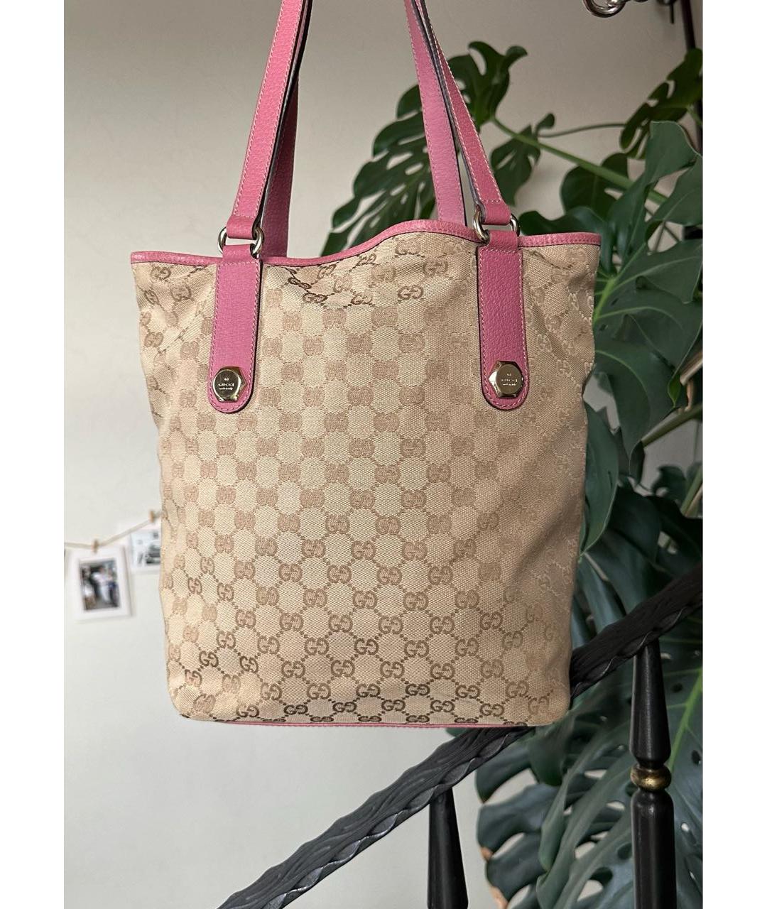 GUCCI Розовая кожаная сумка тоут, фото 5