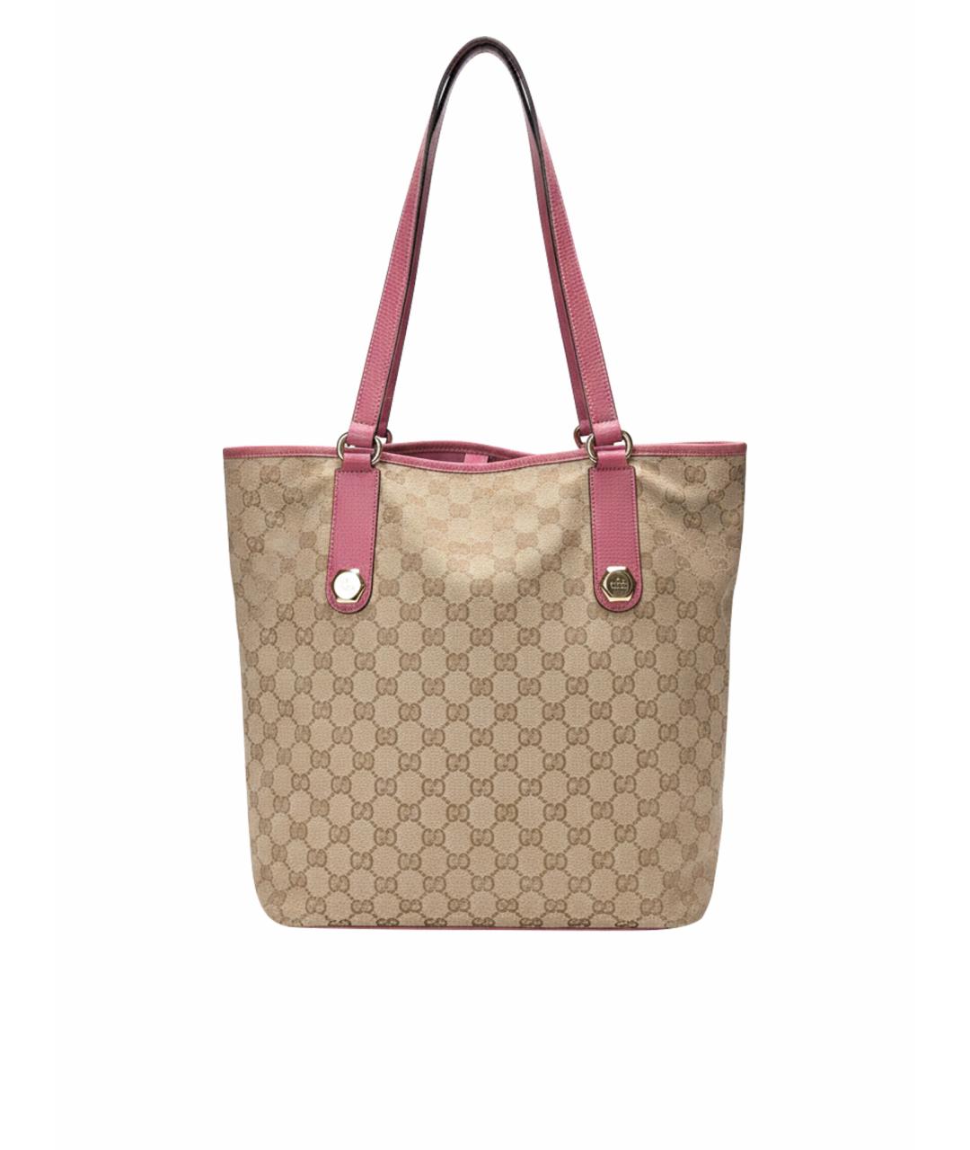 GUCCI Розовая кожаная сумка тоут, фото 1