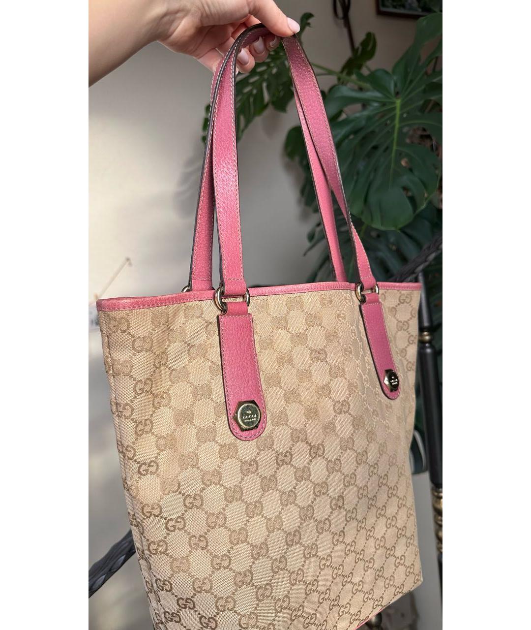 GUCCI Розовая кожаная сумка тоут, фото 2