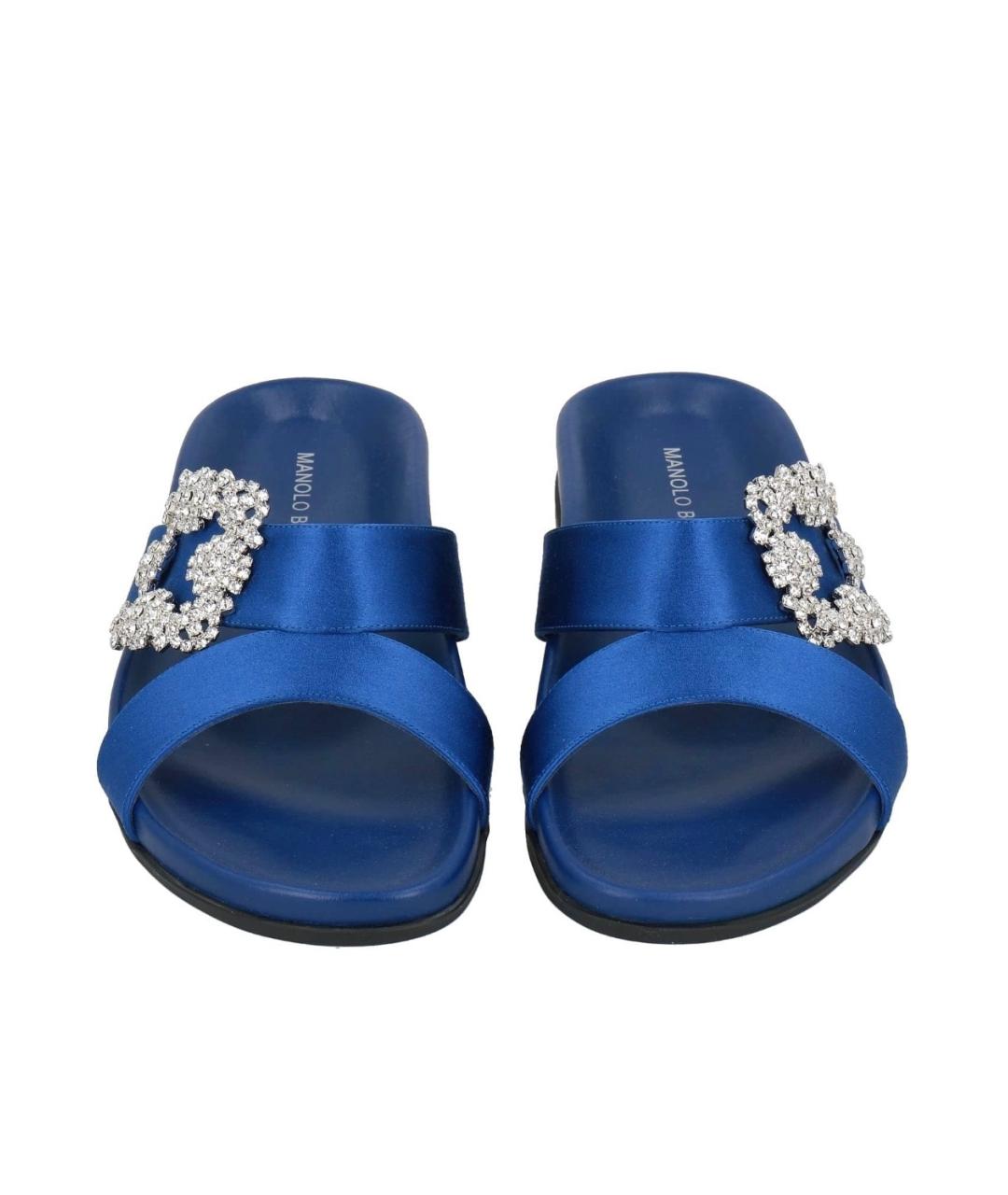 MANOLO BLAHNIK Синие текстильные шлепанцы, фото 3