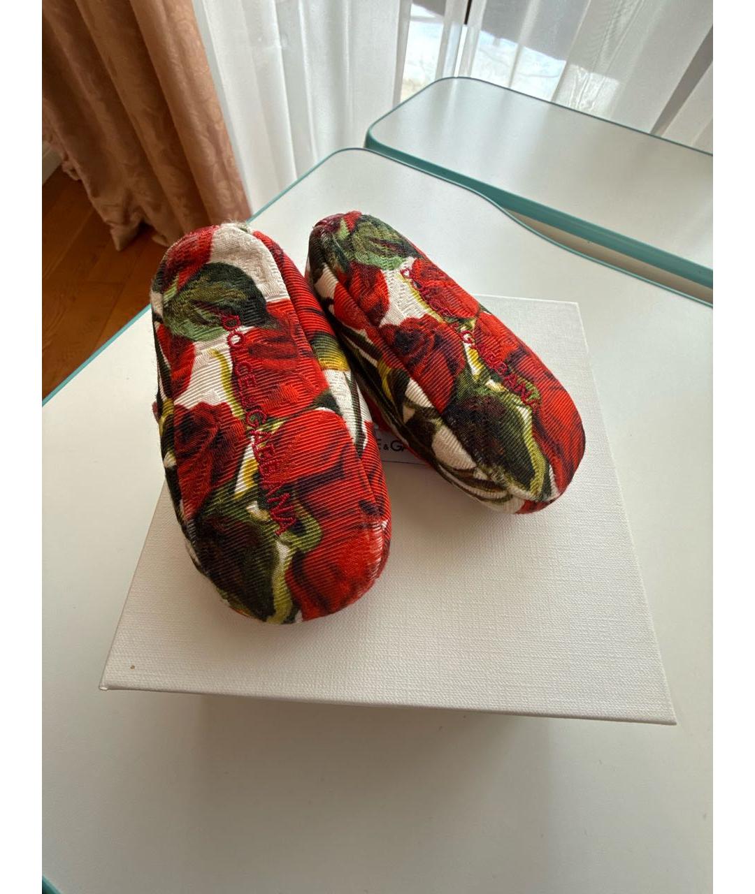 DOLCE & GABBANA KIDS Красные текстильные пинетки, фото 6