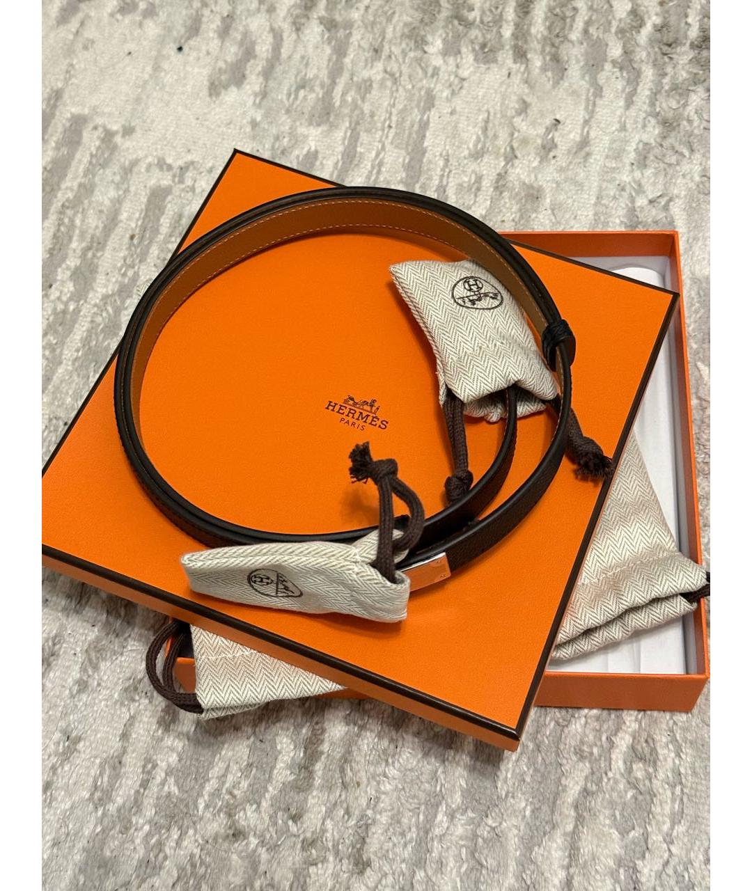 HERMES Черный кожаный ремень, фото 4