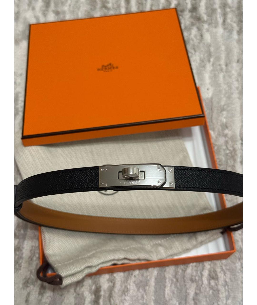 HERMES Черный кожаный ремень, фото 3